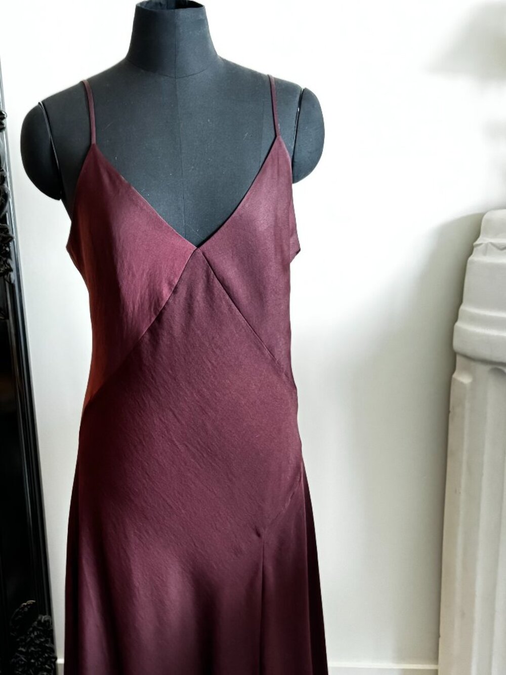 Burgundy All Saints Sweater and handkerchief hem Slip Dress and Sweater - Picture 2 of 4